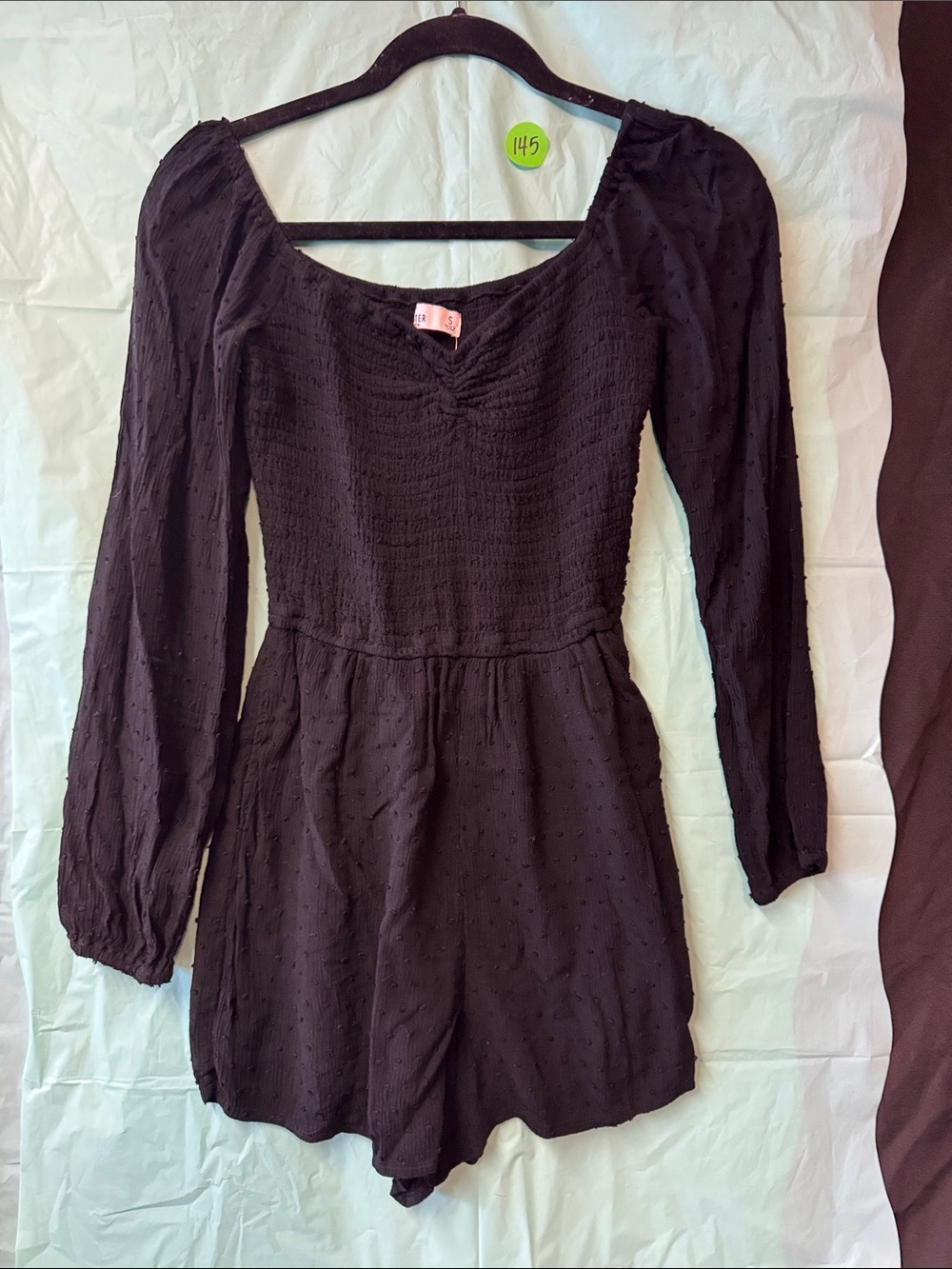 Hollister Women’s Black Long-Sleeve Smocked Romper